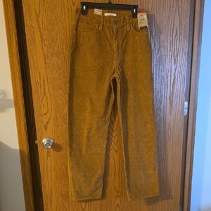 Levi's Tan Corduroy Pants Mid Rise, 94 Baggy, Straight Leg